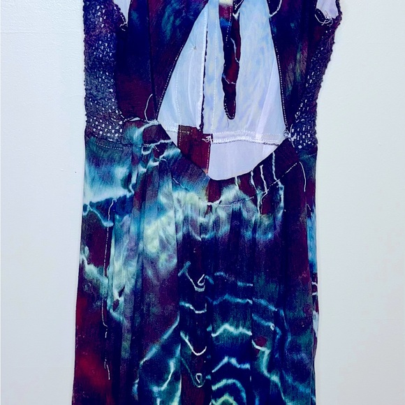 Custom Ice Dye Tie Dye Geode Pattern Boho Festival Hippie Dress Size S - Picture 5 of 10